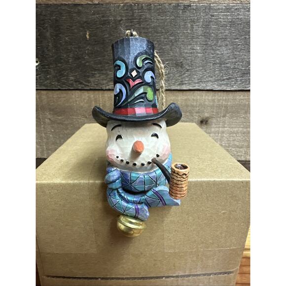 Jim Shore Snowman Dangle Bell Pipe Ornament Heartwood Creek-No Box - Picture 1 of 4